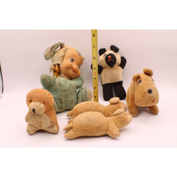 Lot 6 Vintage Plush Rubber Face Doll Stuffed Animal Toys NEED REPAIR SAVE THEM! - Picture 13 of 13